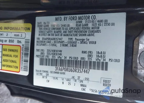 2013 Ford Fusion Hybrid Titanium from USA, damaged, VIN 3FA6P0RU6DR357447